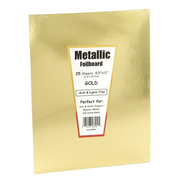 Hygloss Metallic Foilboard, 8-1/2 x 11 Inches, Gold, 25 Sheets