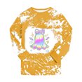 thumbnail image 4 of yboeqw Girls Halloween Pajamas Skeleton Sleepwear Two Piece Long Sleeve Crewneck T-Shirt and Pant Halloween Jammies 2-8 Years(7Y,Yellow), 4 of 7