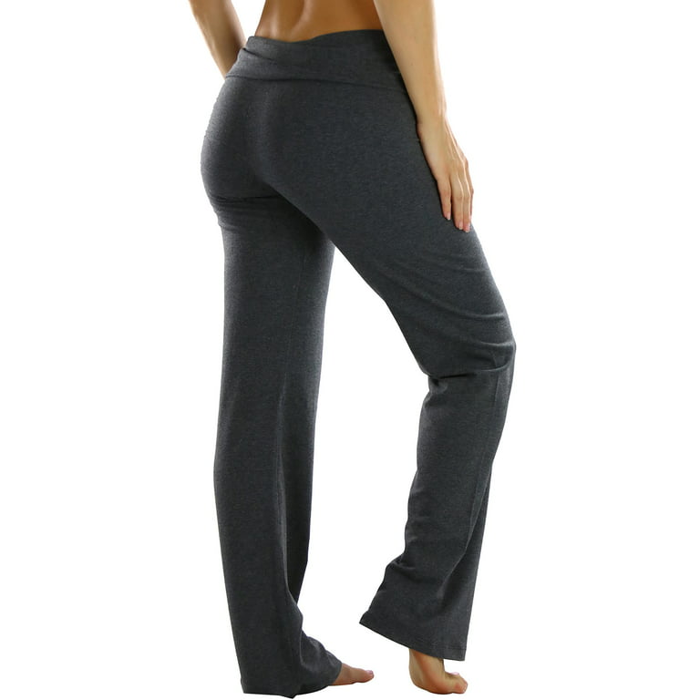 ToBeInStyle Women's Low Rise Sweatpants w/Fold-Over Waistband - Small -  Dark Gray 