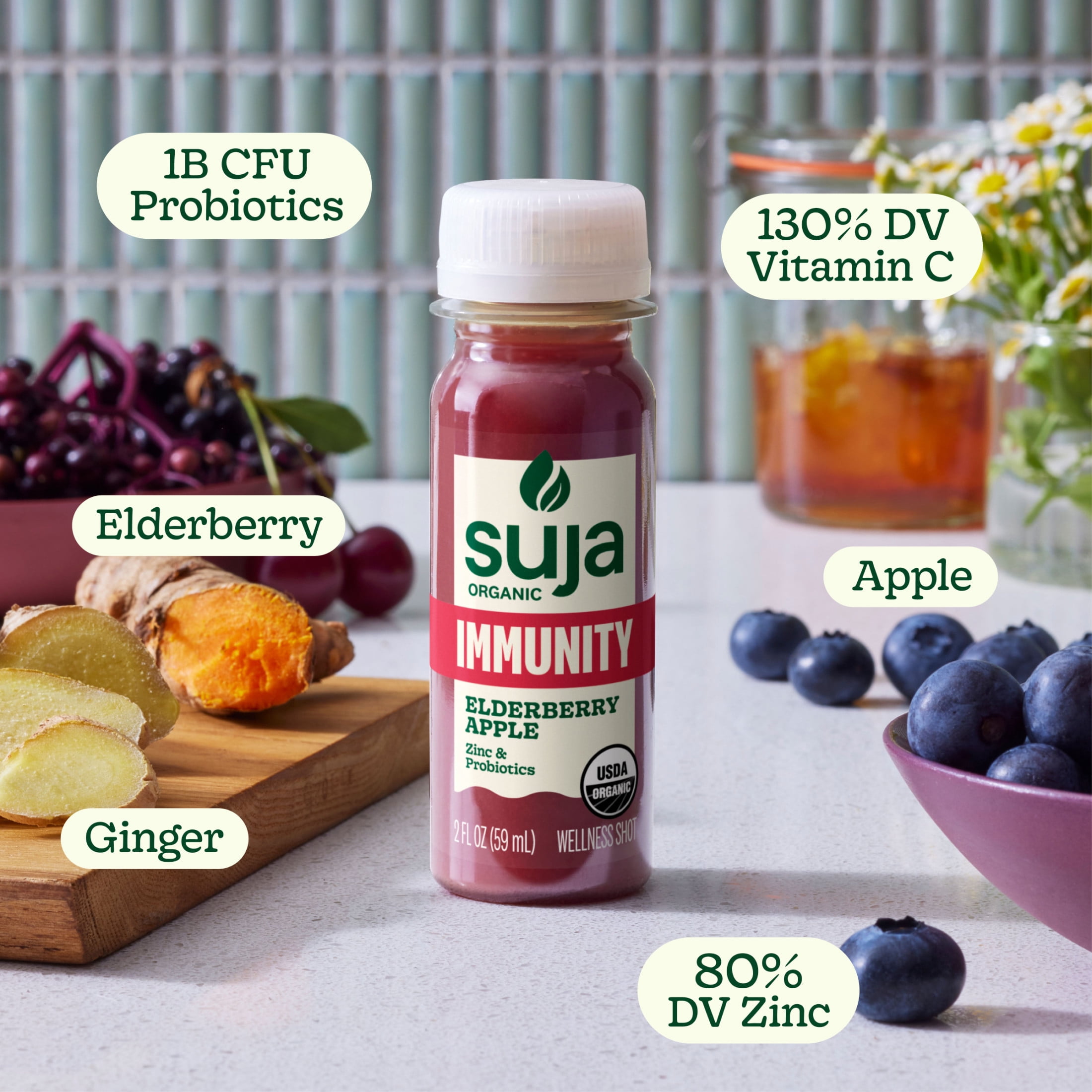 Suja Organic Immunity Elderberry Apple Shot, 1.7 fl oz Bottle