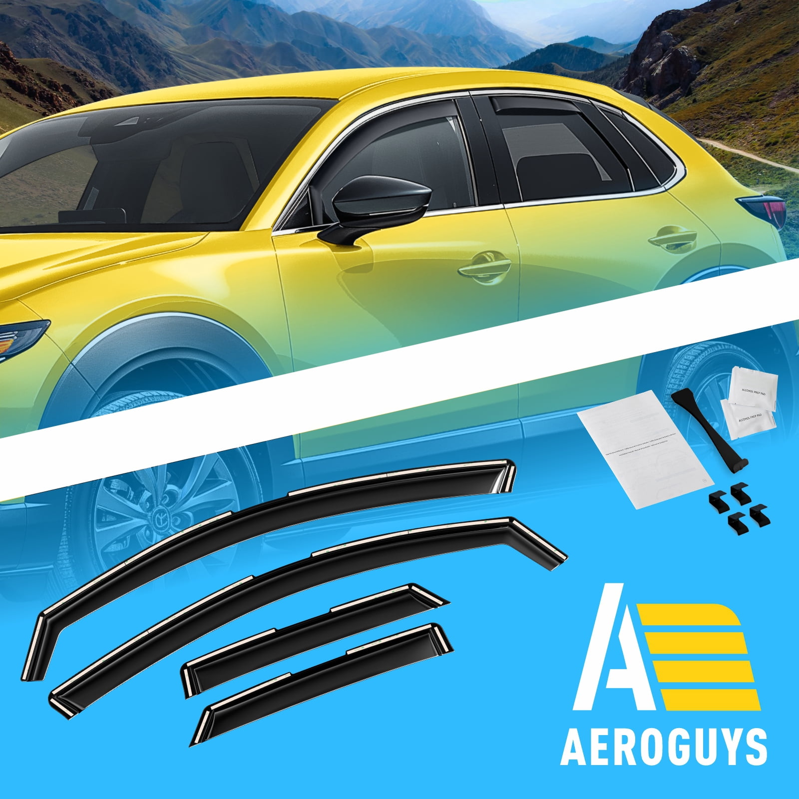AEROGUYS In-Channel Window Deflectors Extra Durable Window Visors Rain Guards Fit for Mazda CX-30 2020-2026, Sun Visors, Wind Vent Visors, Car Accessories - 4pcs. AG0483