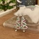 thumbnail image 3 of Pendientes de árbol de Navidad con circonitas y diamantes de la serie navideña Pendientes asimétricos de Papá Noel con copos de nieve para mujer, 3 of 6