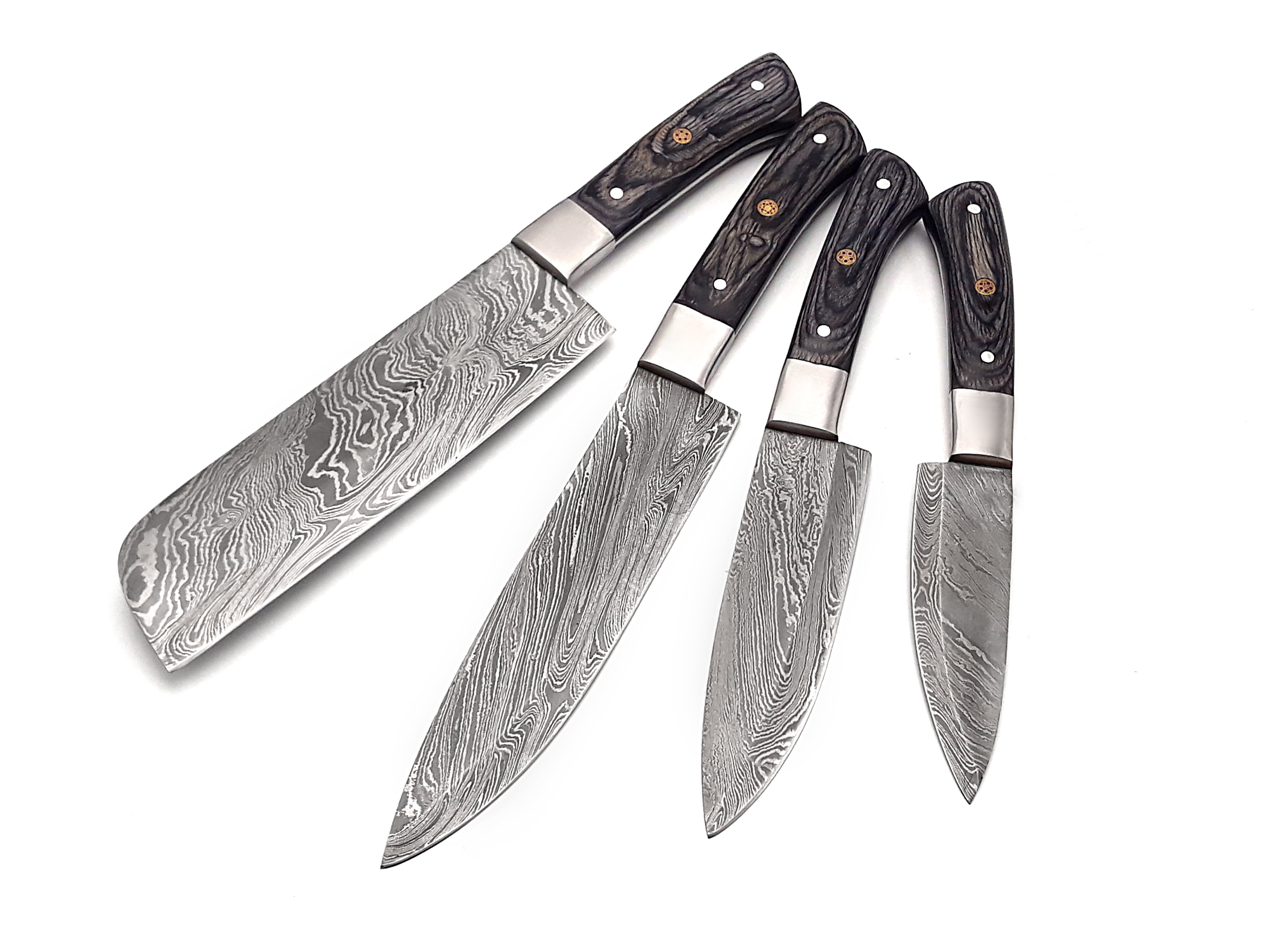 Smart & Sharp Custom Handmade Damascus Chef Knives Set/Kitchen Knives 4 Pieces Set 17409 (Black)