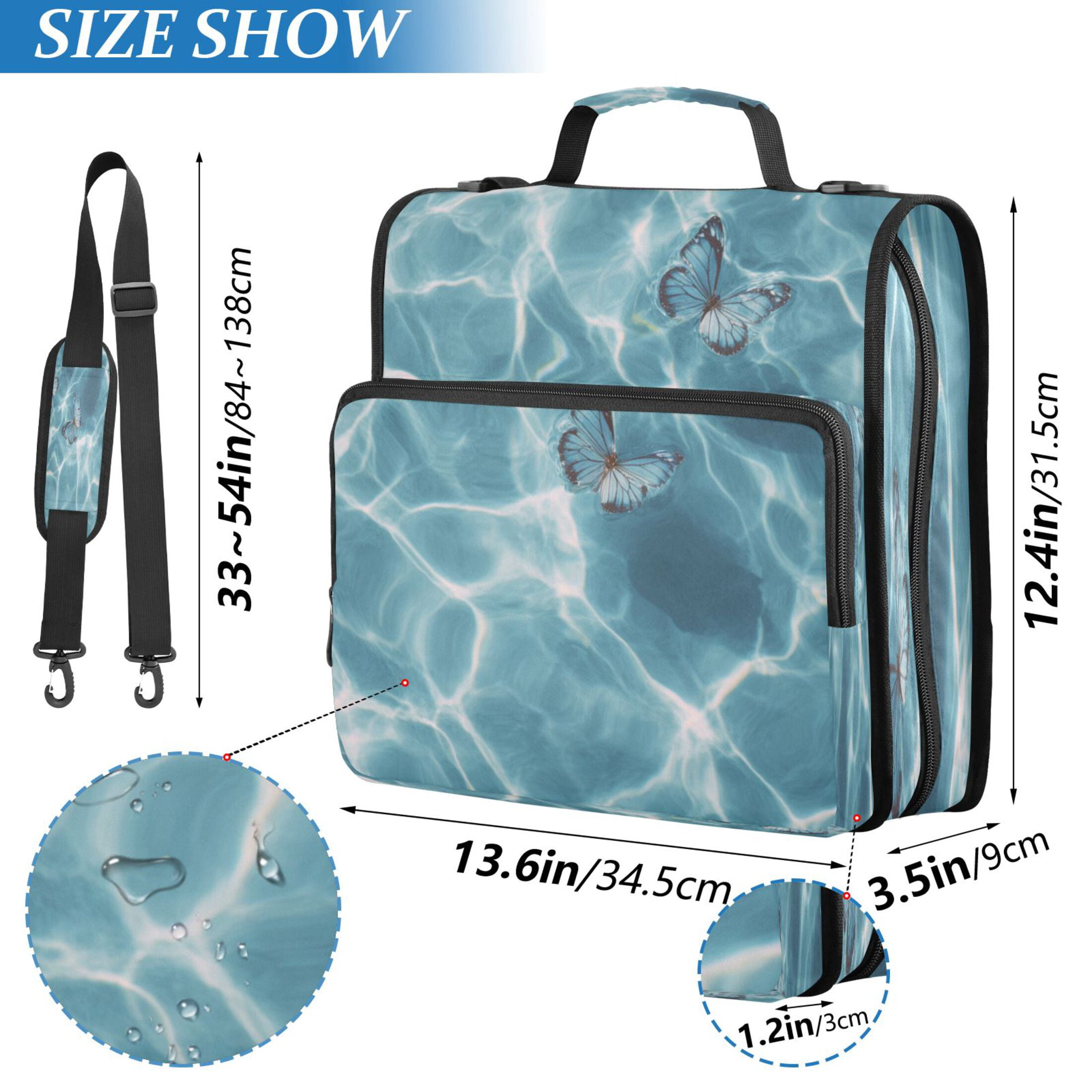 Zipper Binder 3 Rings Stationery Office Files Daily Organizer File Folder Storage Bag Blue Butterflies Upon The Water