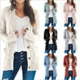 thumbnail image 3 of Flmtop Women Autumn Open Front Knitted Cardigan Sweater Button Pockets Outwear Coat, 3 of 8