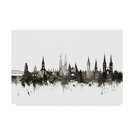 Trademark Fine Art Lubeck Germany Skyline Black White Canvas Art