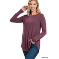 thumbnail image 2 of Zenana Plus Size Relaxed Fit Long Sleeve Round Neck & Hem Jersey Tee Shirt Top, 2 of 5