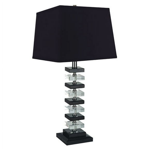 NEW Genuine Crystal Black & Clear Base w/ Matching Black Shade 26" Table Lamp 31133
