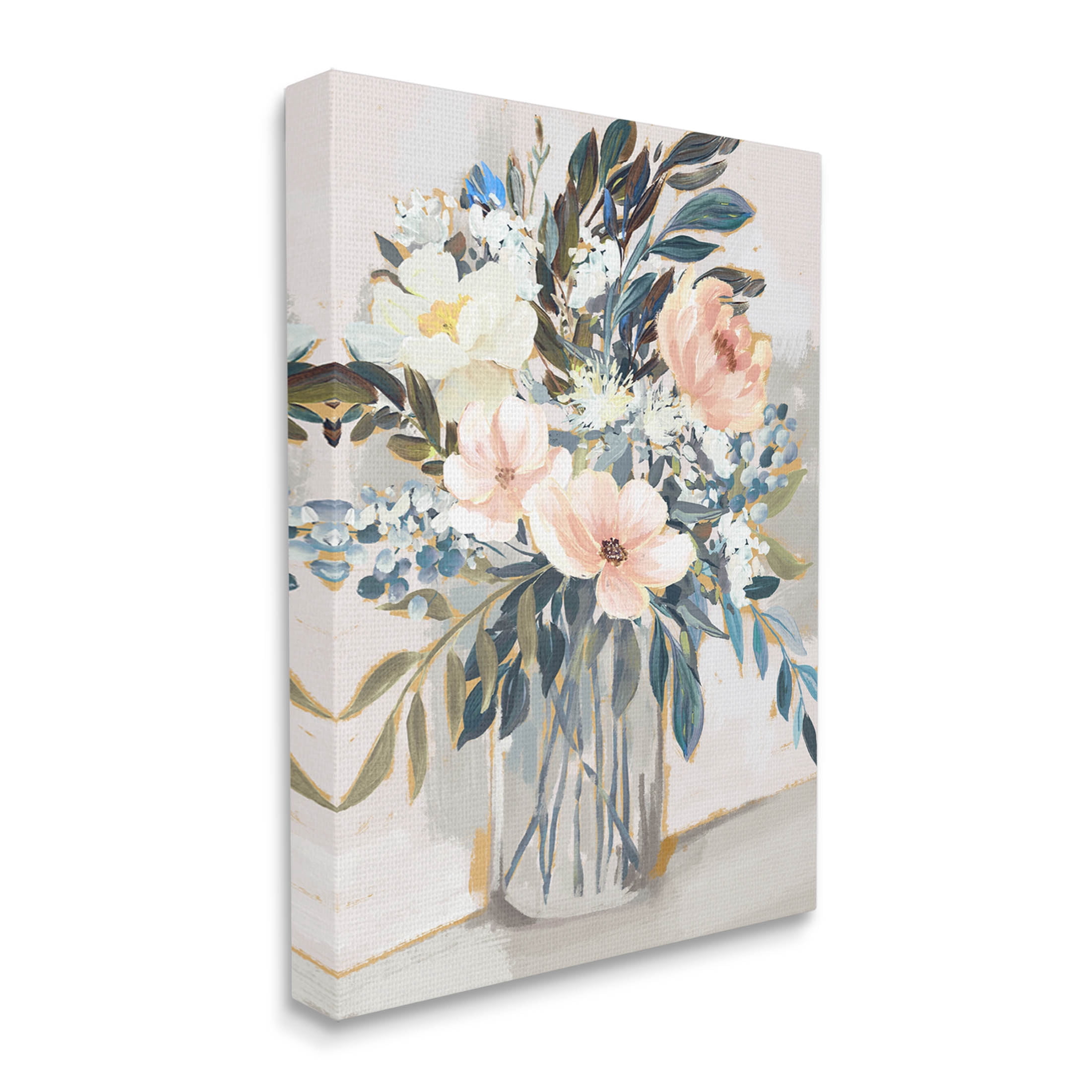 Stupell Industries Pink Overflowing Floral Bouquet Painting Gallery Wrapped Canvas Print Wall Art, Design by Nina Blue