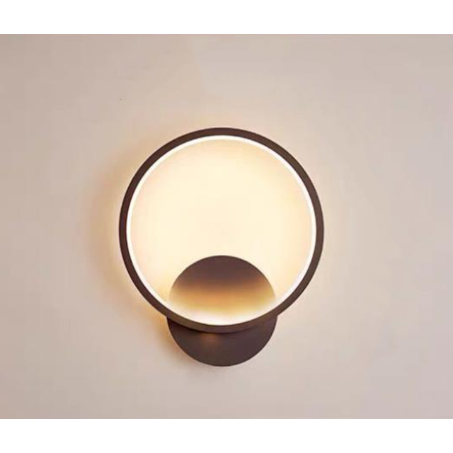 Aplique de pared Luz de pared LED para interiores, luz cálida de 20 W, luz de pared para decoración del hogar para dormitorio/cabecera/estudio/sala de estar/pasillo de pared, marco negro redondo JAMW Sencillez