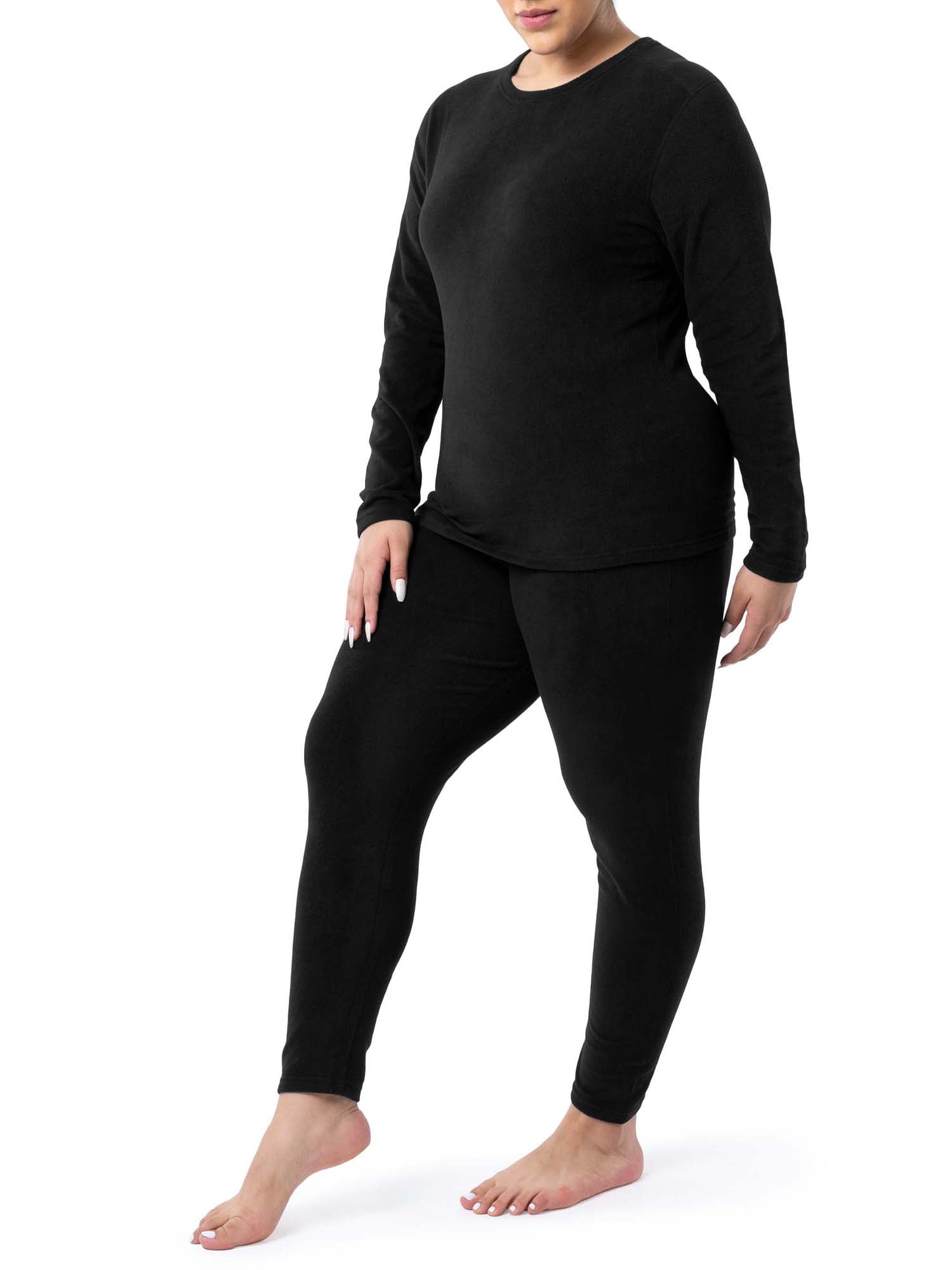 Fruit of the Loom Women's & Women's Plus Stretch Fleece Thermal Top and Bottom Set
