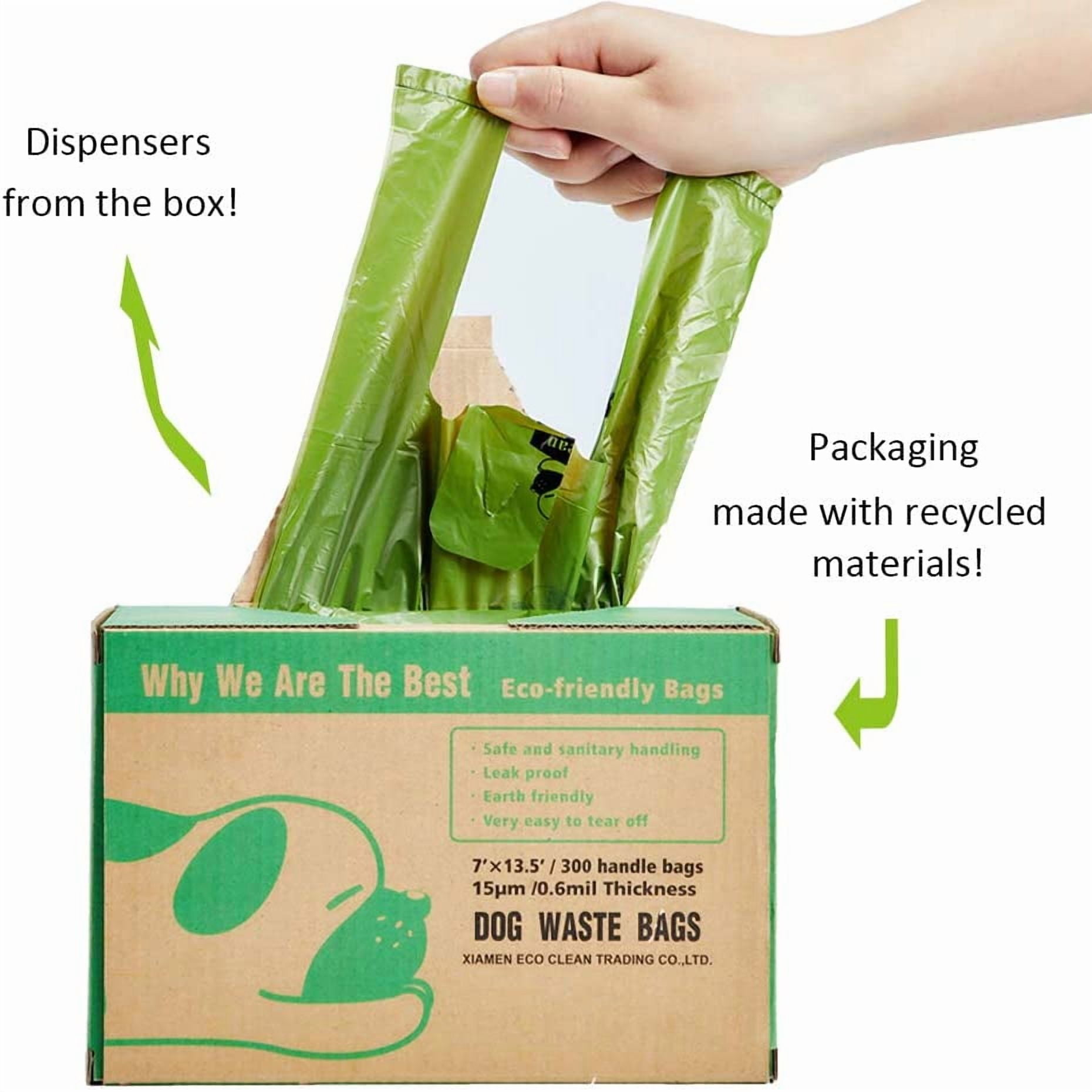 Dog Poop Bags, 300-Count Dog Waste Bags with Easy-Tie Handles, Guaranteed Leak-Proof, Earth-Friendly, Unscented Oxo-biodegradable Pet Poop Bags (Not on Rolls)