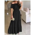 thumbnail image 3 of 2024 Summer Solid Boho Dress Women Fashion Elegant Beach Party Dress Casual Slash Neck Office Maxi Dresses For Woman Robe Femme, 3 of 7