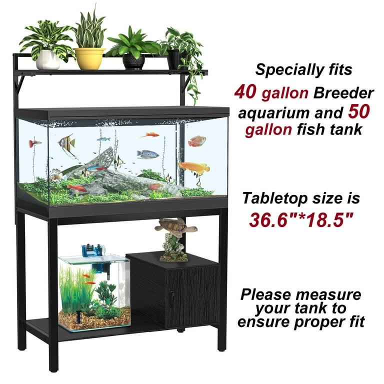 Gdlf Metal Aquarium Stand with Cabinet for Fish Tank Accessories Storage, 40 Gallon, Turtle Reptile Terrariums
