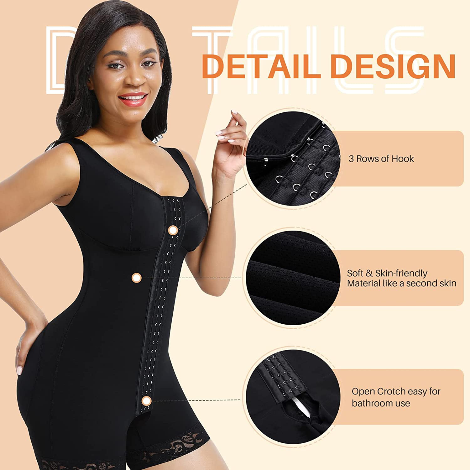 FeelinGirl Shapewear for Women Tummy Control Body Shaper Plus Size Seamless  Full Body Waist Trainer Butt Lifter Bodysuit Back Support Black XS/S :  : Clothing, Shoes & Accessories