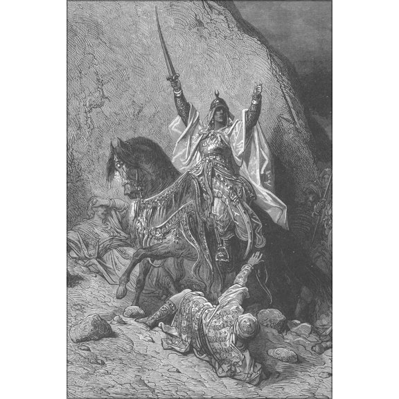 24"x36" Gallery Poster, victorious Saladin, by Gustave Dore 19th century