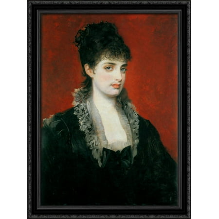 Anna von Waldberg 28x38 Large Black Ornate Wood Framed Canvas Art by Hans Makart