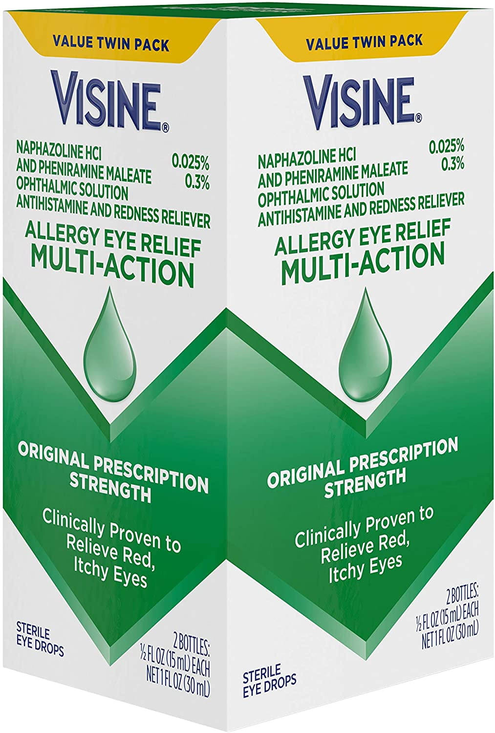 Visine Allergy Eye Relief Multi-Action Antihistamine & Redness Reliever Eye  Drops with Pheniramine Maleate & Naphazoline HCl, Eye Drop Treatment for