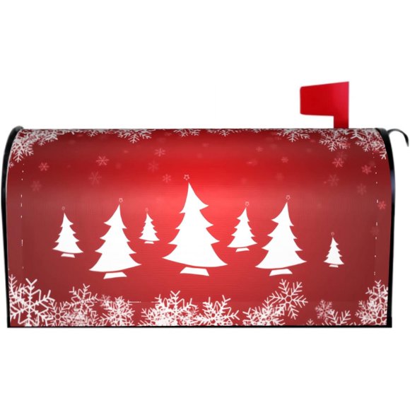 Housse de Boîte aux Lettres Arbre de Noël Taille Standard Rouge Housses de Boîte aux Lettres Magnétique Flocon de Neige Hiver Grande Boîte aux Lettres Décor de Jardin Maison pour Extérieur 21 Pouces X 18 Pouces