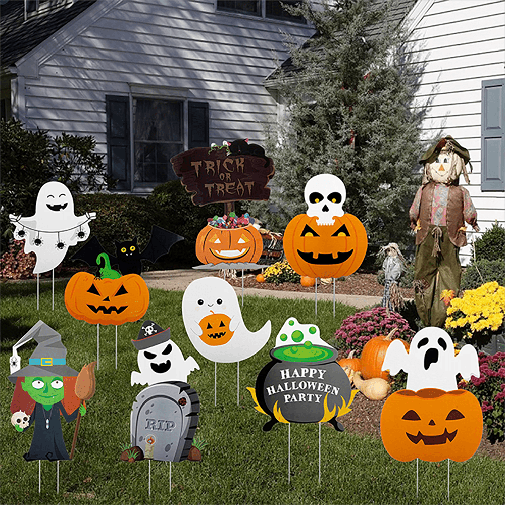 HOOJO Halloween Yard Stake Signs Decorations Outdoor 9 Pcs,Halloween