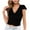 Black, variant on Riforla T-shirts for Women Deep V Neck Tops for Women Summer Casual Sexy Short Sleeve Slim Fitted Bodycon Wrap Crop Tops T Shirts Blue XXL