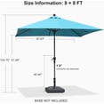 thumbnail image 5 of PURPLE LEAF 8' x 8' Square Outdoor Table Umbrella with Crank and Tilt, Aluminum Frame Patio Market Sun Umbrella, 8 Sturdy Ribs, Turquoise Blue, 5 of 10