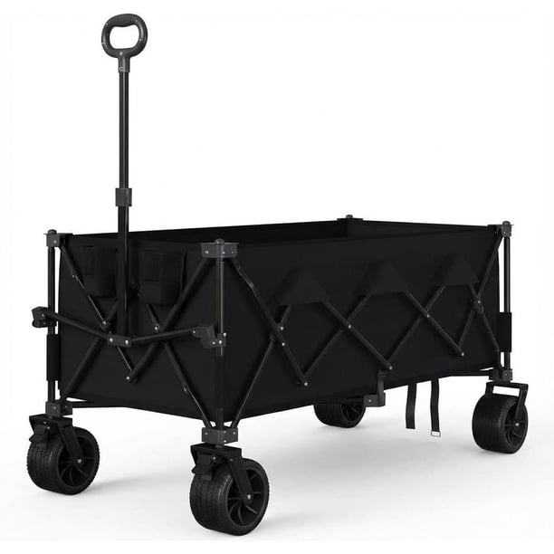 Garvee Carros Wagons Plegables Extralargos, 54 x 29 x 42", Ruedas Todo Terreno, Portavasos, Negro