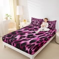 thumbnail image 4 of Feelyou Polkadot Leopard Print Twin Sheet Sets, Fashion Black Pink Bedding, 3pcs, 4 of 7