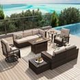 thumbnail image 5 of Sunmthink 10Pcs Patio Furniture Swivel Rocker Chair Sets With Fire Pit Table All-Weather Wicker Outdoor Conversation Set Outside Rattan Sectional Sofa with Coffer Table ,Beige(with Waterproof Cover), 5 of 8