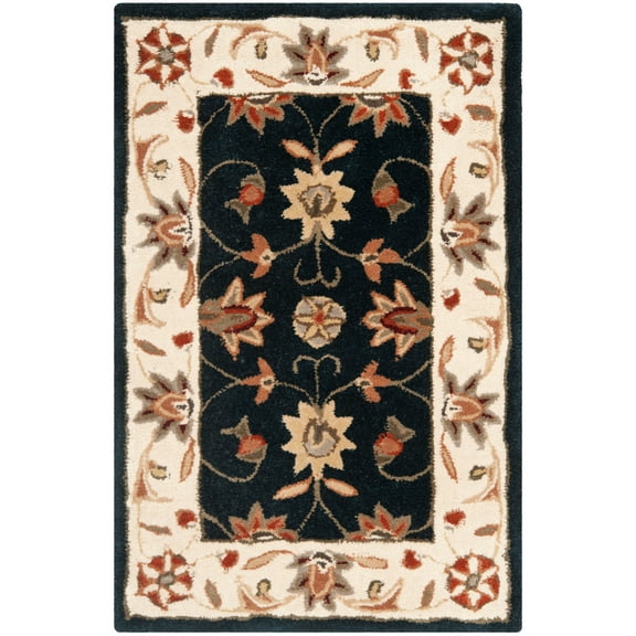 SAFAVIEH Total Performance Diego Border Area Rug, Navy/Ivory, 2' x 3'
