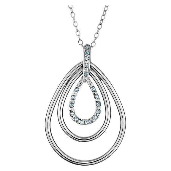 Sterling Silver Triple Teardrop Necklace with Diamond Accent and Chain for Women