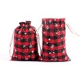 thumbnail image 4 of GG375 Bolsa de regalo con calendario de Adviento de Navidad, bolsas de almacenamiento con cordón de algodón a cuadros rojos y negros, bolsa de regalo de dulces de Navidad de Papá Noel, 4 of 4