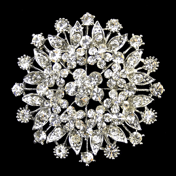 Belagio Enterprises -  Rhinestone Brooch - 3" W x 3" L - BW-143
