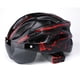 thumbnail image 1 of Casco de bicicleta de carretera, buena protección, hebilla de seguridad, resistencia al impacto, casco de ciclismo con gafas para carrera en bicicleta, negro y rojo, 1 of 8