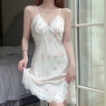 thumbnail image 5 of Camisón de encaje sexy de verano para mujer, ropa de dormir sin mangas, ropa de dormir de seda helada, ropa de casa informal, camisones con estampado floral para mujer, 5 of 5
