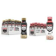 Muscle Milk Pro Series Shake, Cookies N Creme, 11.16 Fl Oz Bottles (Pack Of 12) & Genuine Shake, Strawberry, 11.16 Fl Oz Bottles (Pack Of 12) Bundle Packaging May Vary - Pack of 2