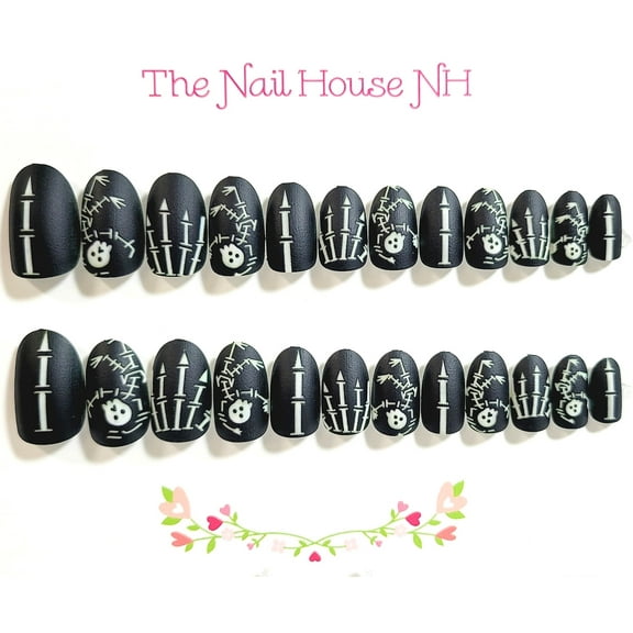 Bag O' Bones Matte Oval Press On Nails - 24 Pieces - Artificial Nail Kit - Halloween Nails