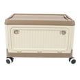 thumbnail image 2 of Chariot Utilitaire Pliable, Caisse Roulante Portable avec Couvercle et Poignée et Roues, Boîte de Rangement Utilitaire Roulante en Plastique Robuste Empilable pour Voyage, Magasinage, Bureau, Entrepôt, 2 of 7