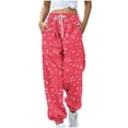 thumbnail image 2 of Zylanna Women's Sweatpants with Pockets, Baggy Printed Elastic Drawstring Soft & Warm Casual Jogger Pants for Women Hot Pink, 2 of 5