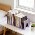 thumbnail image 6 of 4-compartment Desktop Book Holder Organizer, Sturdy Metal Book Stand, Desk Storage Rack for Books Notebooks Magazines, Neat Office Supply Organizer, 10.2*4.7*4.13in, Purple, 6 of 6