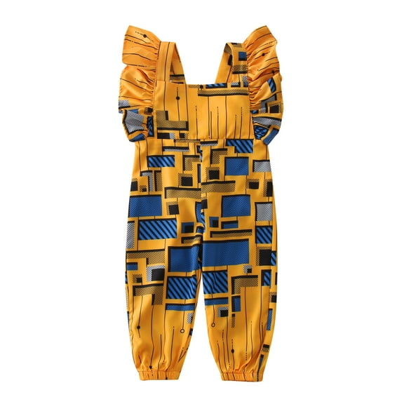 MZXELPRJD Girls Rompers Size 7-8 African Baby Boys' Clothing Sets Ankara Fly Sleeve Backless Toddler Outfit for 2 Year Old Girl Boys Summer Outfits 4t Onesies for Girls