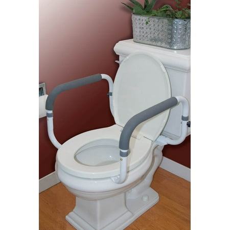Carex Steel Toilet Support Rail with Adjustable Legs and Handles for Seniors, 300 lb Capacity
