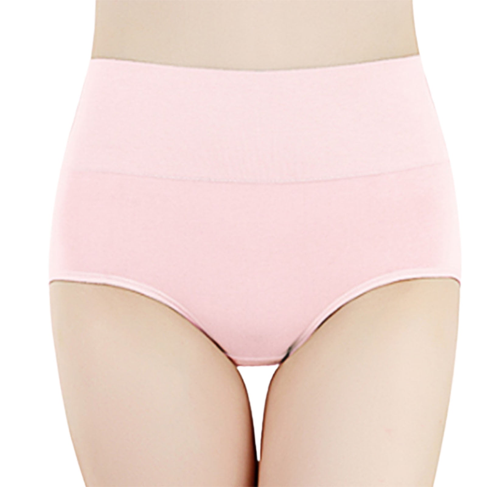 Women Briefs High Waist Full Coverage Stretchy Tummy Control Underpants  Underwear for Daily Life,Light Pink XL