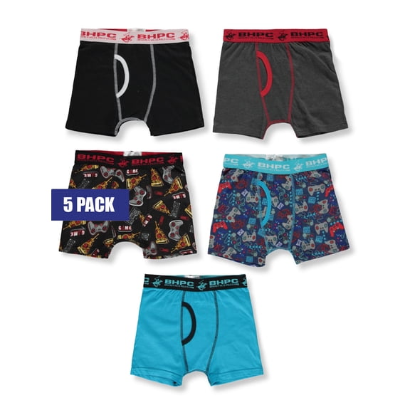 Beverly Hills Polo Club Boys' 5-Pack Boxer Briefs Underwear Color: multi Size: 16 - 18