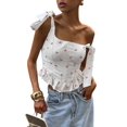 thumbnail image 2 of Women Y2k Backless Tank Top Vintage Lace Trim Floral Patchwork Crop Top White M, 2 of 10