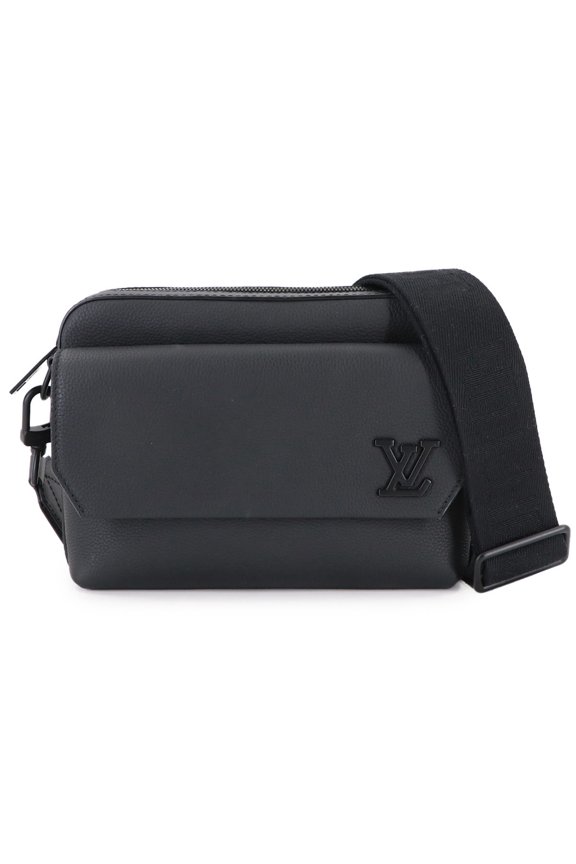 Pre-Owned Louis Vuitton Aerogram Fastline Shoulder Handbag, Leather, Black, M22482, RFID...