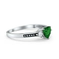 thumbnail image 3 of Heart Promise Ring Green Emerald CZ Black Accent 925 Sterling Silver Size 10, 3 of 6