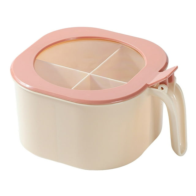 Plastic Food Storage Organizer Box 4 Divided Sections With Spoon Holder For Seasoning Packets