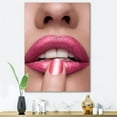 thumbnail image 1 of Designart Pink Woman Lips With Finger On Mouth Canvas Wall Art, 1 of 4