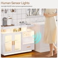 thumbnail image 5 of 40" Wood LED Coffee Bar with Wireless Charging Station, Kitchen Storage Cabinet Coffee Bar Cabinet with 2 Doors and Shelves, Modern Sideboard Buffet for Kitchen(White), 5 of 7